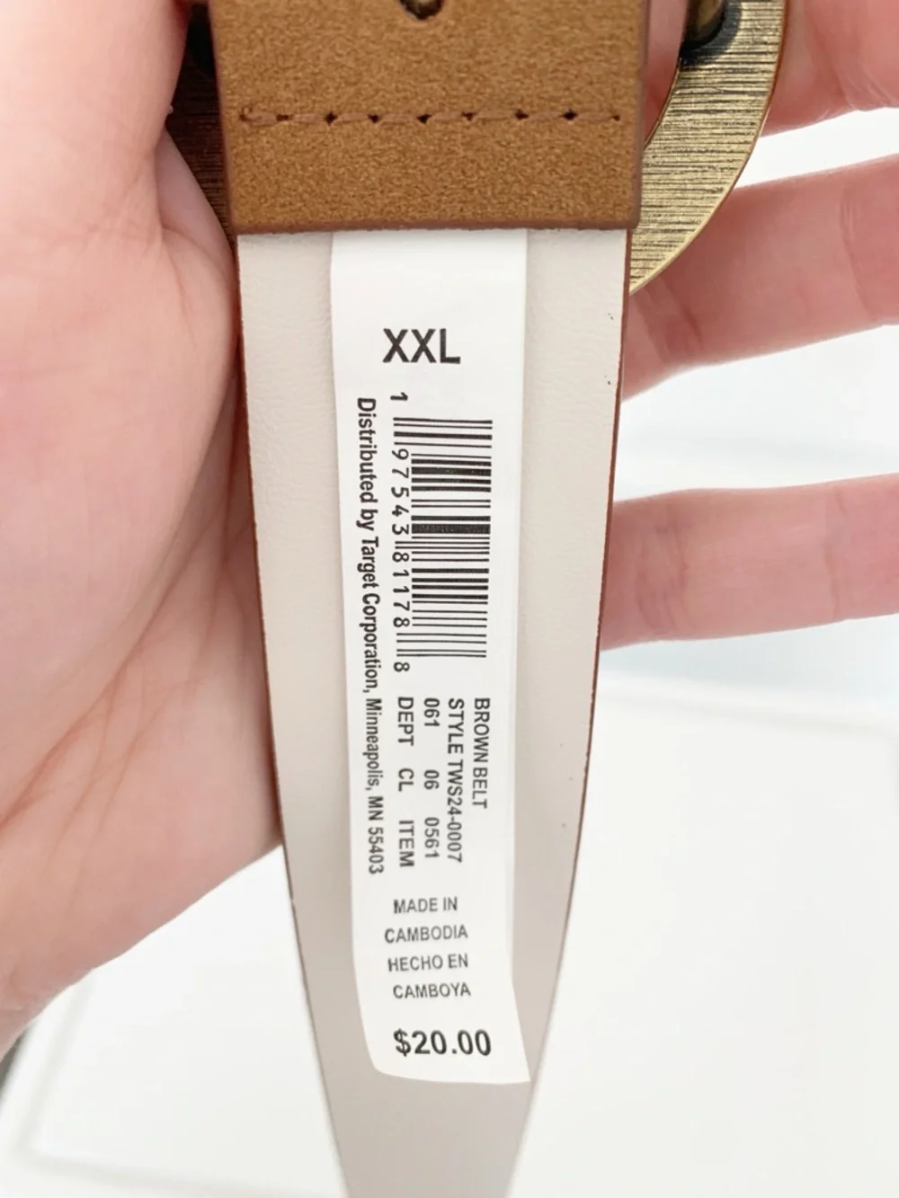 NWOT Universal Thread Suede Belt Brown XXL Gold Round Buckle - Picture 5 of 5